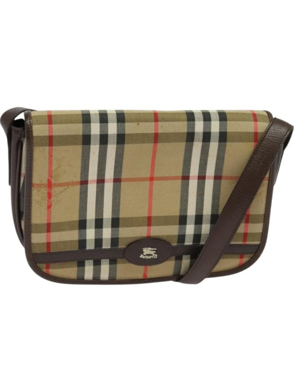 Burberrys Nova Check Shoulder Bag Canvas Beige Gold